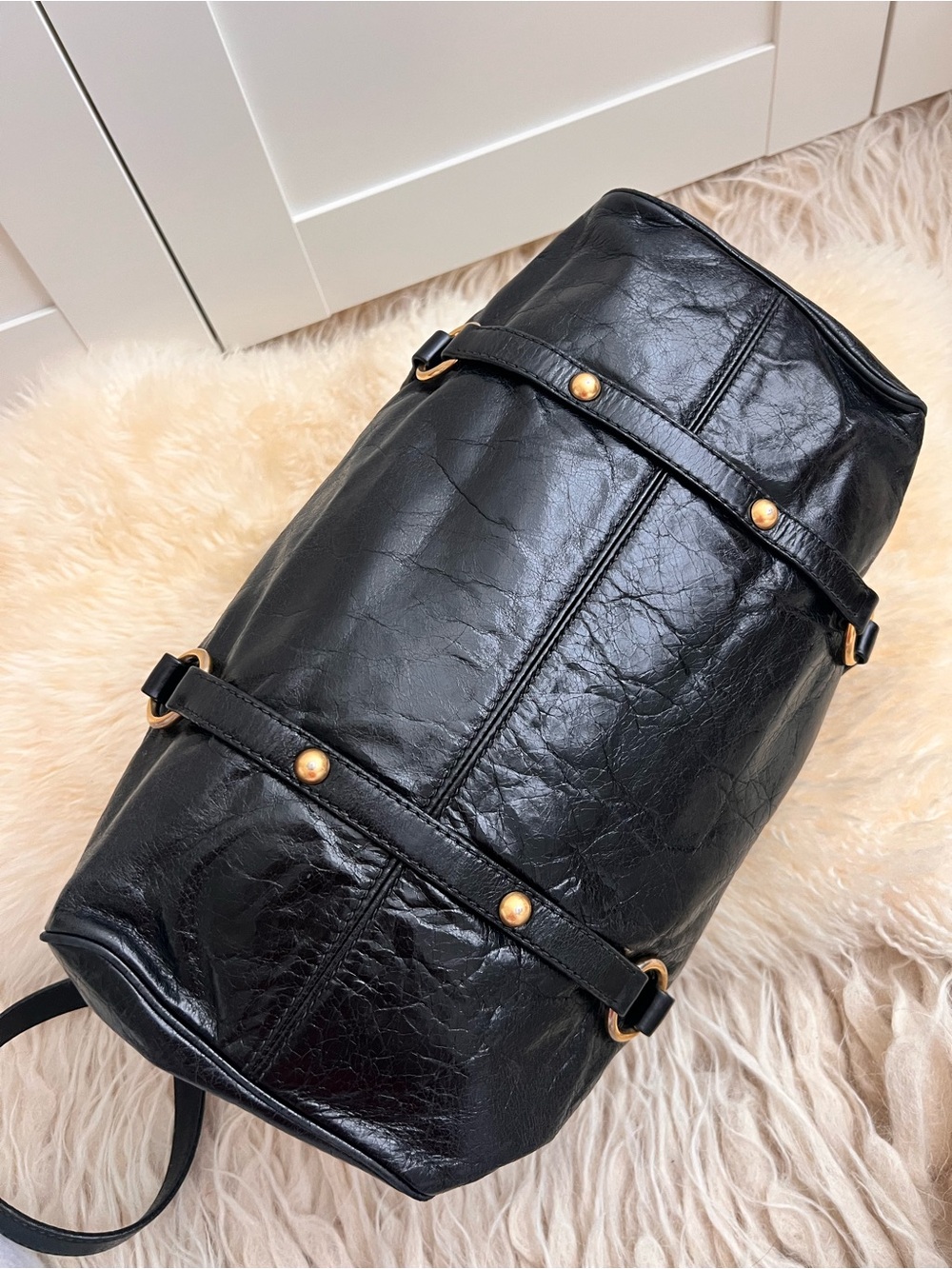Miu Miu Vitello Lux Black Leather Side Ribbon Bow 2Way Shoulder Bag Archive Y2K - Picture 11 of 16